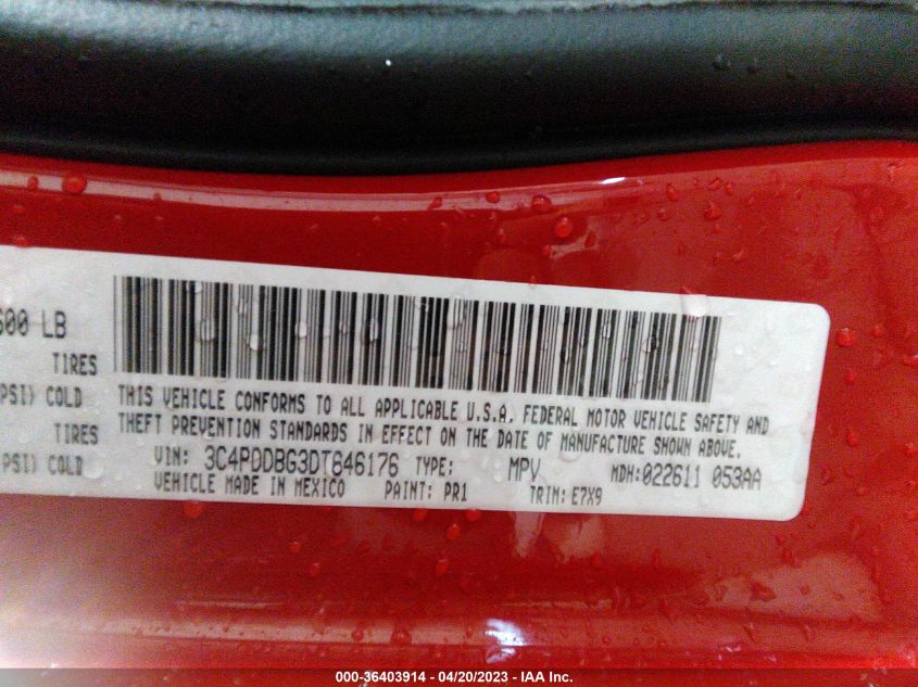 2013 DODGE JOURNEY SXT - 3C4PDDBG3DT646176