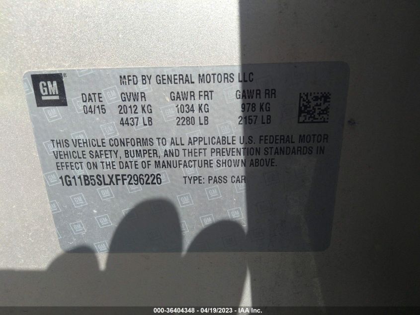 1G11B5SLXFF296226 | 2015 CHEVROLET MALIBU