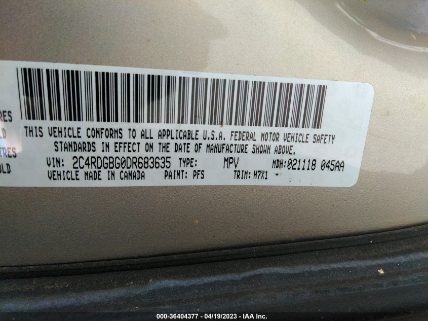 2013 DODGE GRAND CARAVAN SE - 2C4RDGBG0DR683635