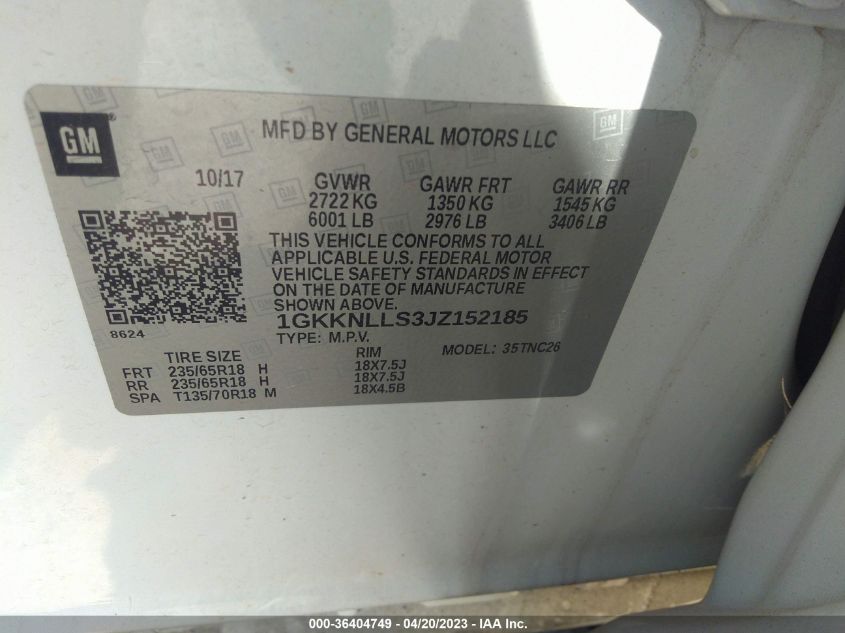 2018 GMC ACADIA SLE - 1GKKNLLS3JZ152185