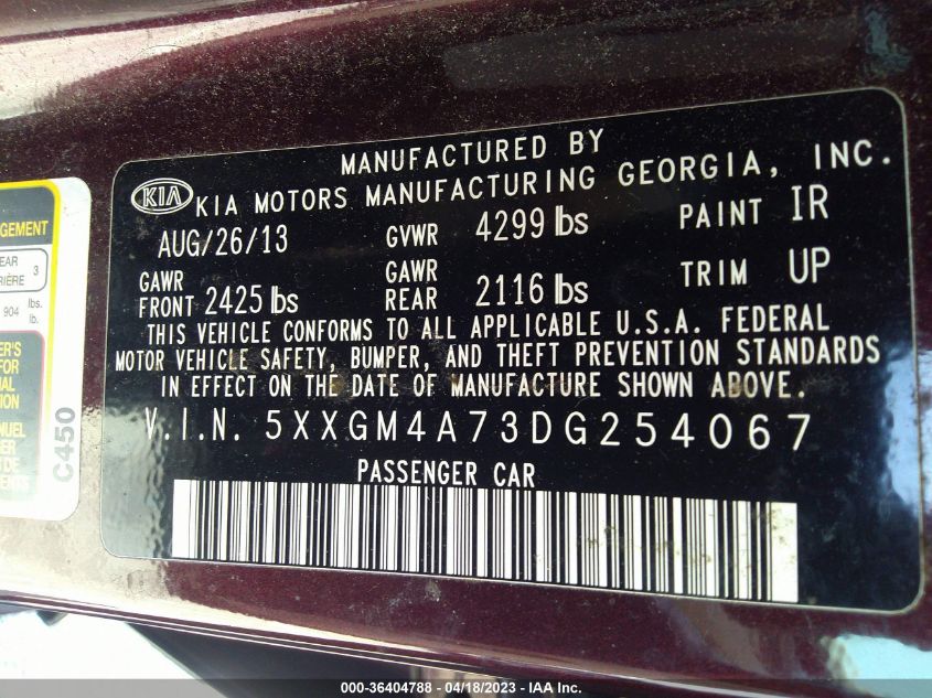 2013 KIA OPTIMA LX - 5XXGM4A73DG254067