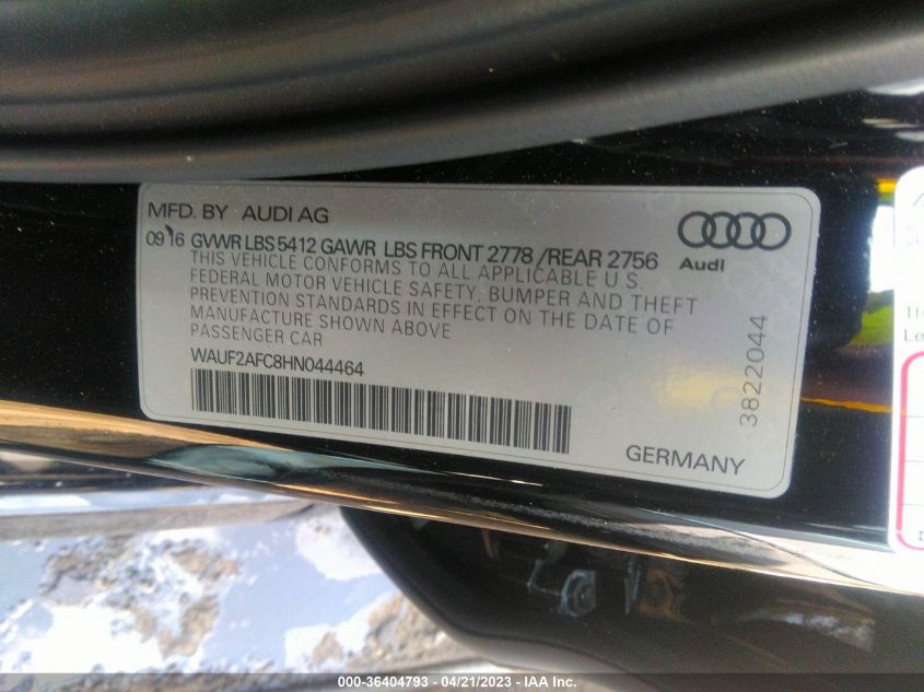 2017 AUDI A6 PREMIUM PLUS - WAUF2AFC8HN044464