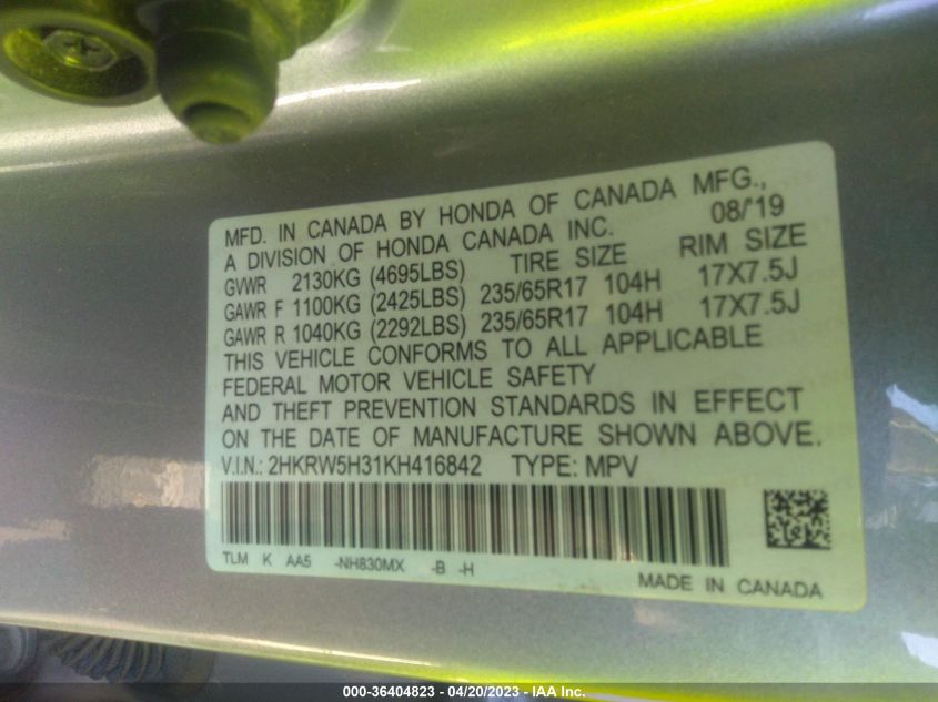 2019 HONDA CR-V LX - 2HKRW5H31KH416842