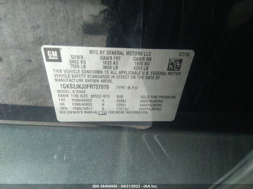 2015 GMC YUKON XL 1500 DENALI - 1GKS2JKJ0FR737979