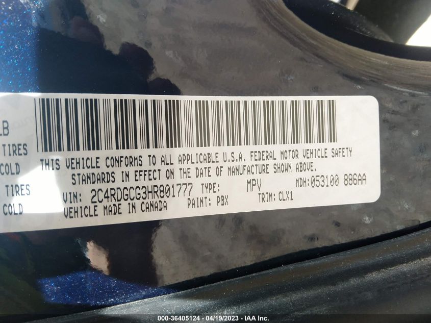 2017 DODGE GRAND CARAVAN SXT - 2C4RDGCG3HR801777