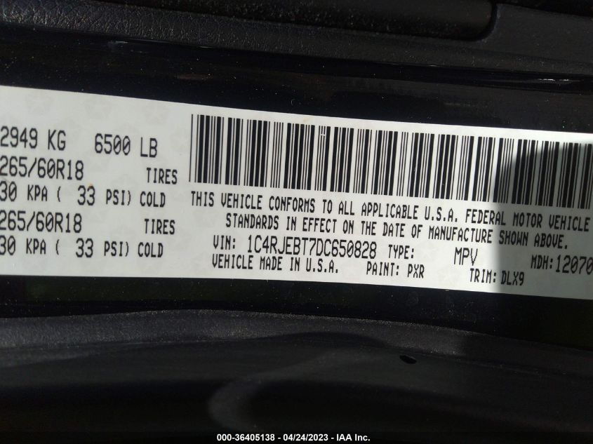 2013 JEEP GRAND CHEROKEE LIMITED - 1C4RJEBT7DC650828