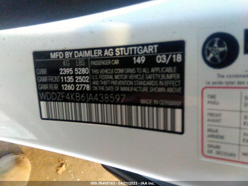 2018 MERCEDES-BENZ E-CLASS E 300 - WDDZF4KB6JA438597