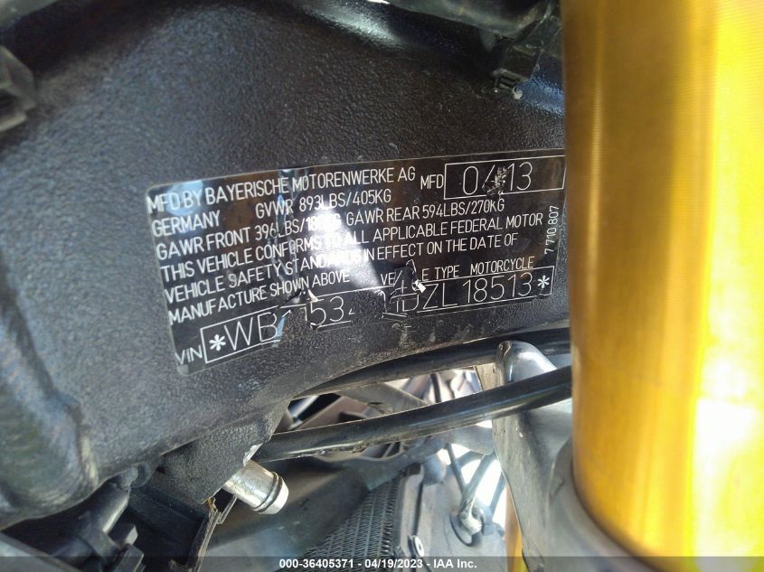 2013 BMW S 1000 RR - WB1053401DZL18513