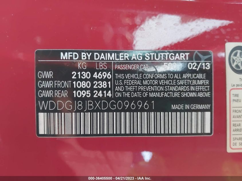 VIN WDDGJ8JBXDG096961 2013 MERCEDES-BENZ C-CLASS no.9