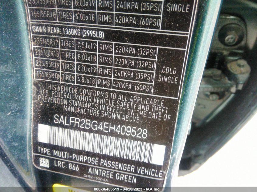 2014 LAND ROVER LR2 HSE SALFR2BG4EH409528