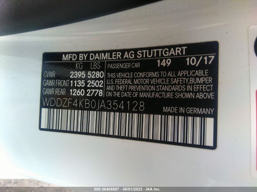 2018 MERCEDES-BENZ E-CLASS E 300 - WDDZF4KB0JA354128