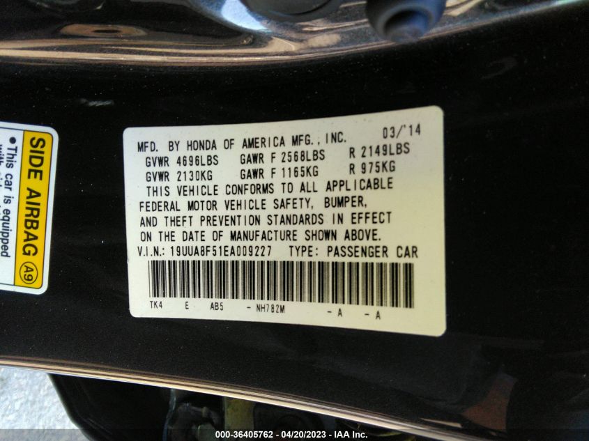 2014 ACURA TL TECH - 19UUA8F51EA009227