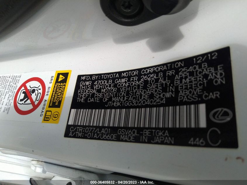 2013 LEXUS ES 350 4DR SDN - JTHBK1GG3D2040254