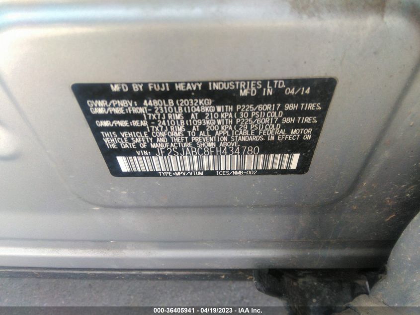 2015 SUBARU FORESTER 2.5I - JF2SJABC8FH434780