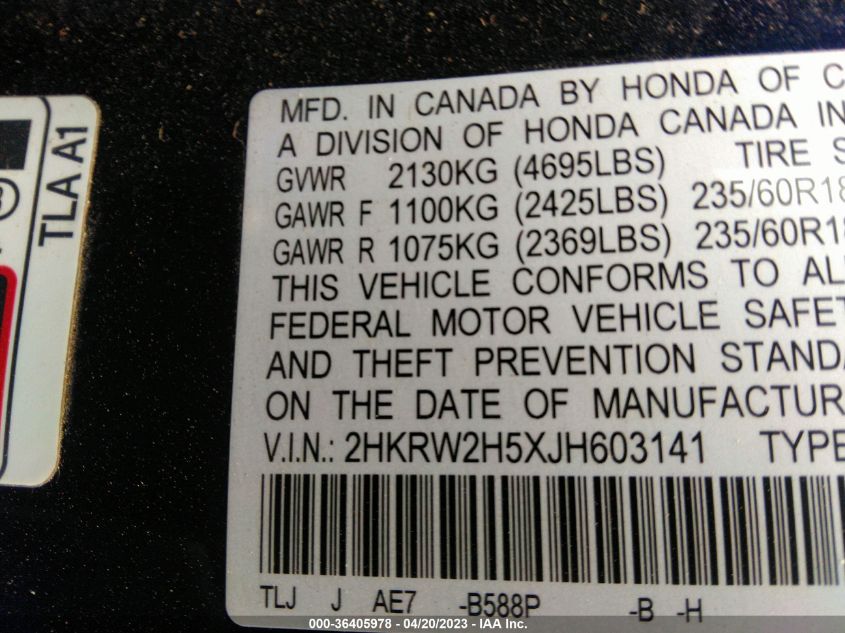2018 HONDA CR-V EX - 2HKRW2H5XJH603141