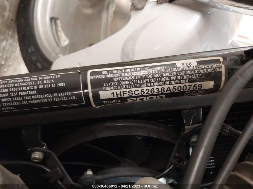 2008 HONDA VTX1300 R 1HFSC52638A500759