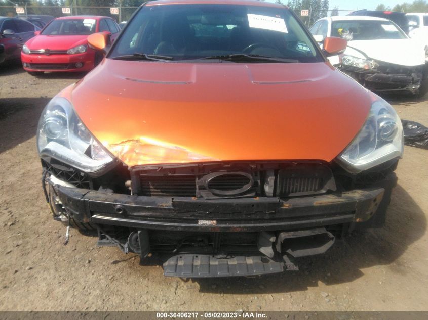 2013 HYUNDAI VELOSTER TURBO W/BLACK INT - KMHTC6AE1DU179029