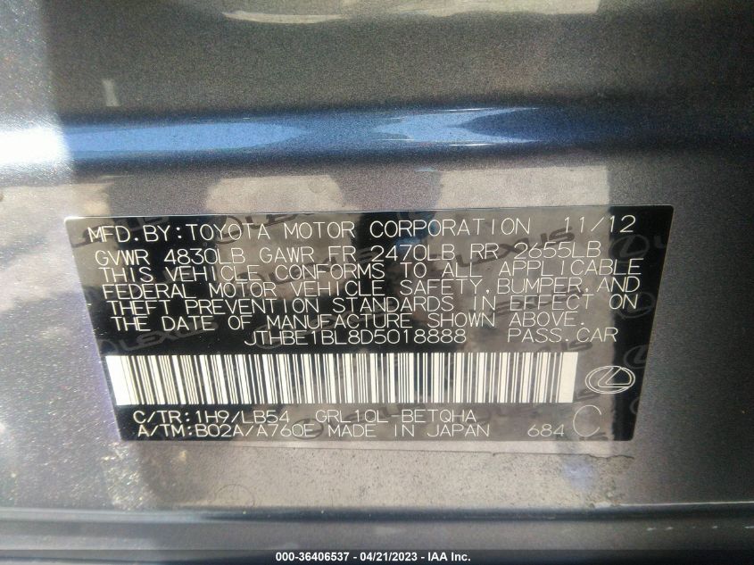 2013 LEXUS GS 350 - JTHBE1BL8D5018888