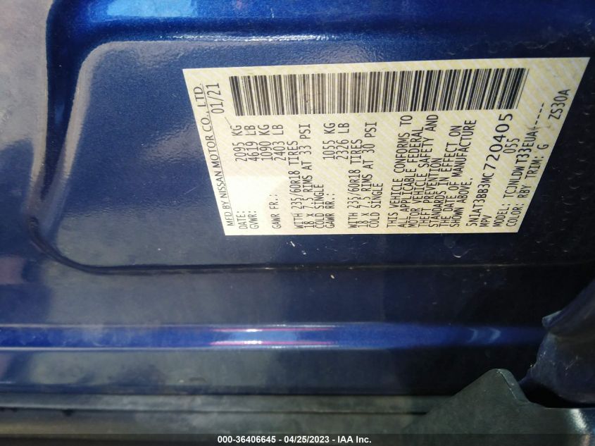 2021 NISSAN ROGUE SV - 5N1AT3BB3MC720405