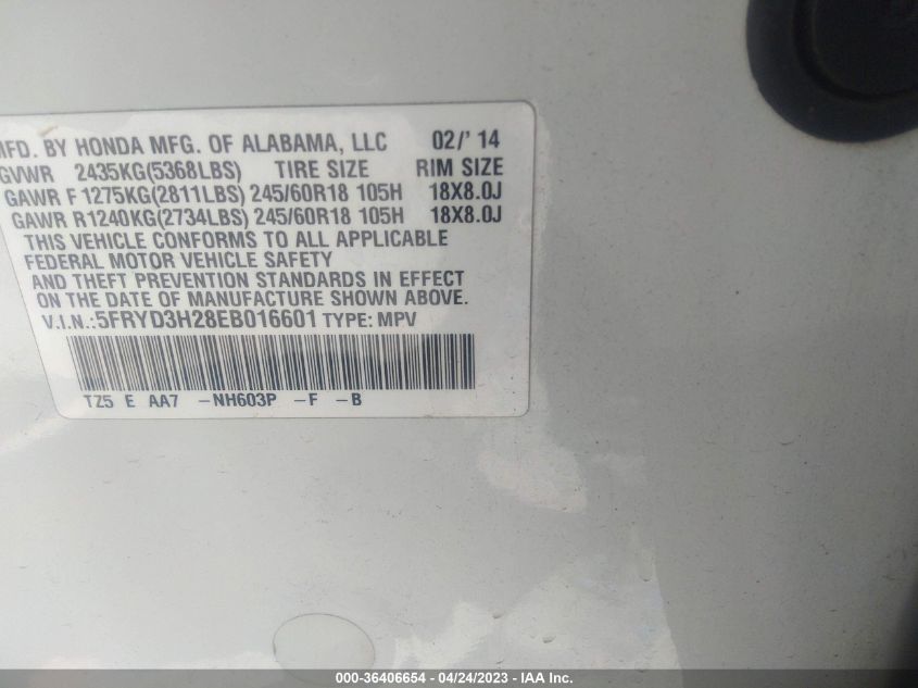 2014 ACURA MDX - 5FRYD3H28EB016601