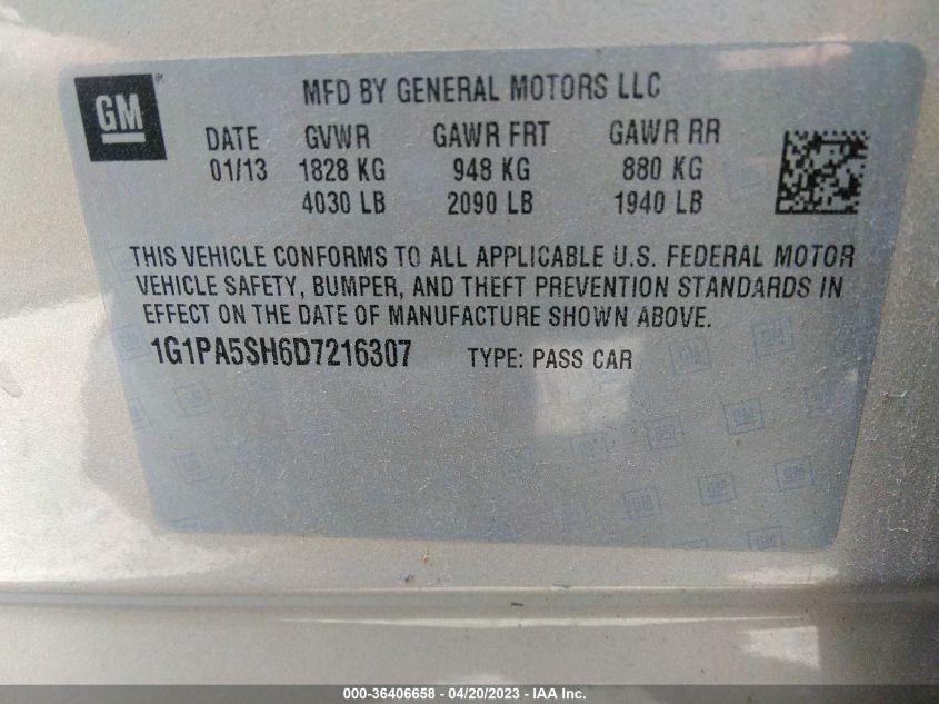 2013 CHEVROLET CRUZE LS - 1G1PA5SH6D7216307