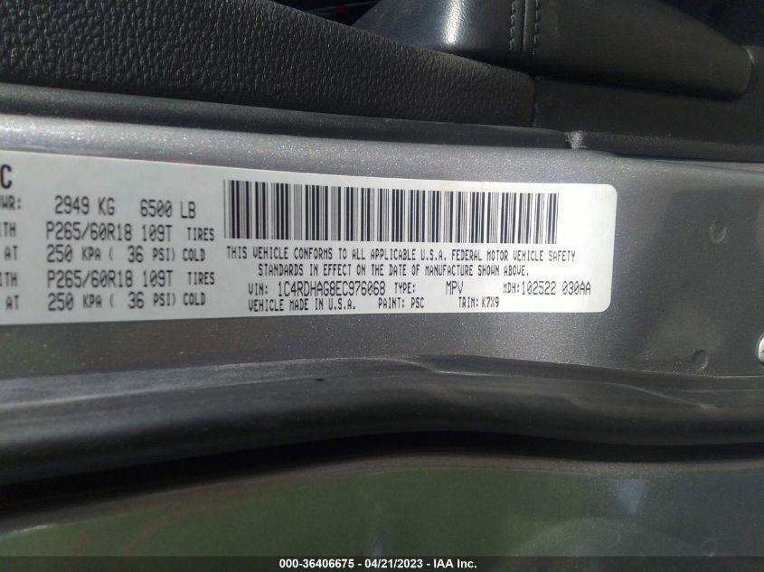 2014 DODGE DURANGO SXT - 1C4RDHAG8EC976068