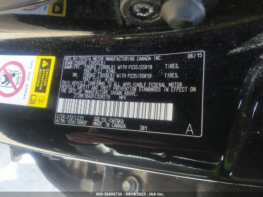 2015 LEXUS RX 350 CRAFTED LINE F SPORT - 2T2BK1BA0FC328219