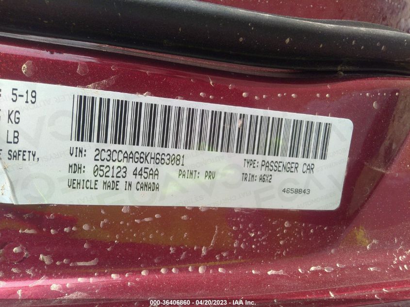 2019 CHRYSLER 300 TOURING L - 2C3CCAAG6KH663081