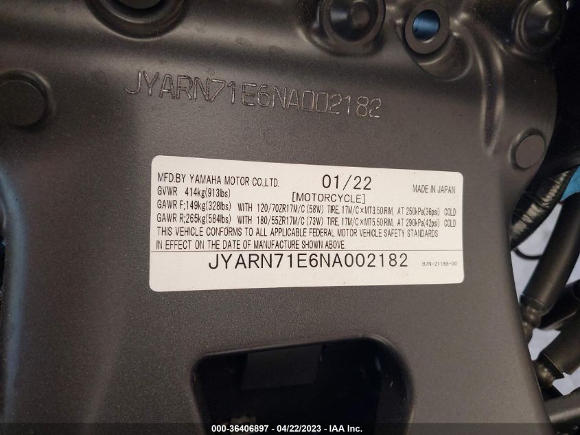 2022 YAMAHA MT09 - JYARN71E6NA002182