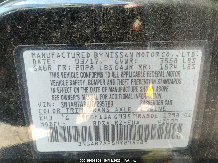 2017 NISSAN SENTRA SR - 3N1AB7AP8HY295789