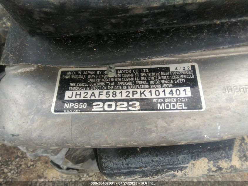 2023 HONDA NPS50 - JH2AF5812PK101401
