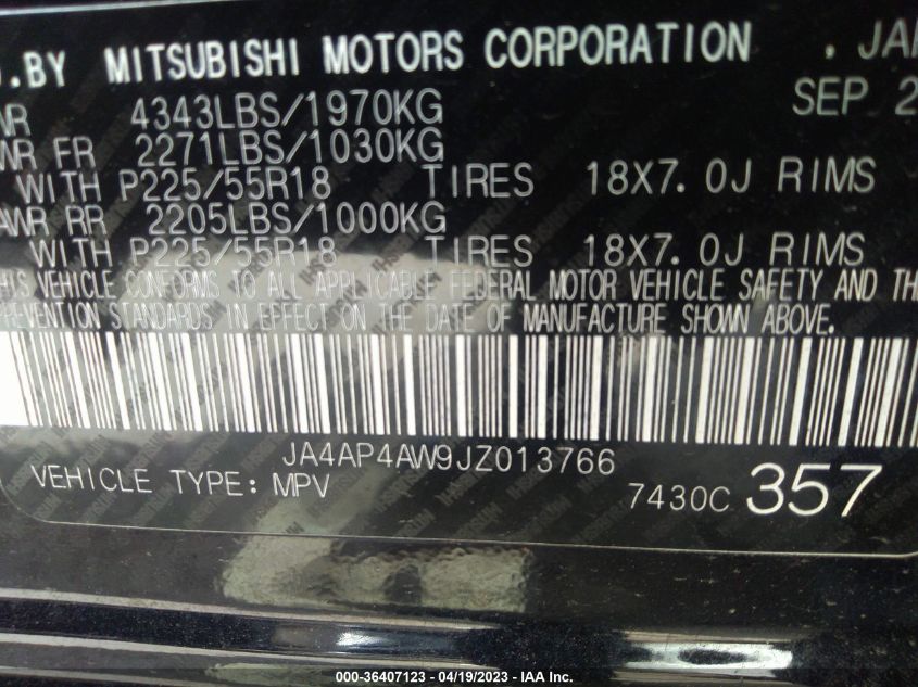 2018 MITSUBISHI OUTLANDER SPORT SEL 2.4 - JA4AP4AW9JZ013766