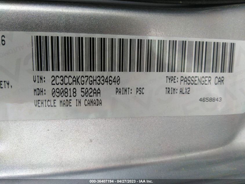 2016 CHRYSLER 300 300C - 2C3CCAKG7GH334640