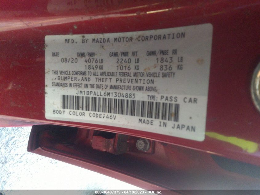 2021 MAZDA MAZDA3 HATCHBACK PREFERRED JM1BPALL6M1304885
