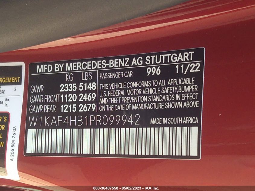 2023 MERCEDES-BENZ C-CLASS C 300 - W1KAF4HB1PR099942