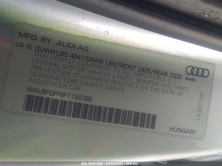 2015 AUDI S3/A3 2.0T PREMIUM PLUS - WAUBFGFF6F1136788