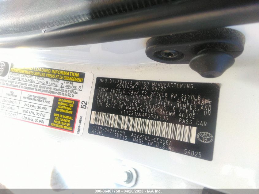 2023 TOYOTA CAMRY HYBRID SE - 4T1G31AK4PU604435