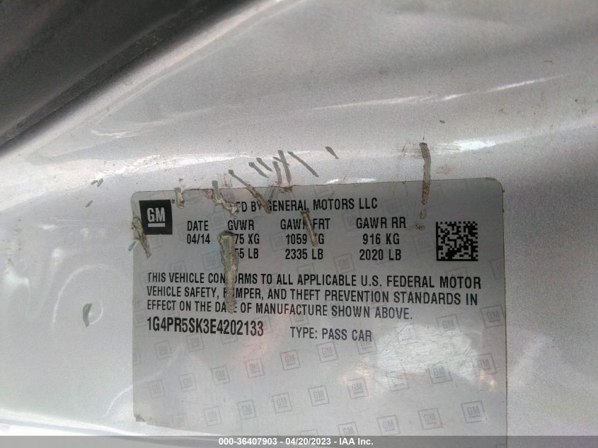 2014 BUICK VERANO CONVENIENCE GROUP - 1G4PR5SK3E4202133