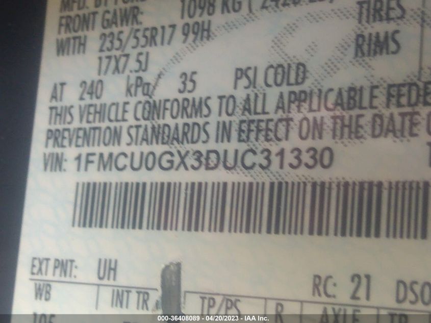 2013 FORD ESCAPE SE - 1FMCU0GX3DUC31330