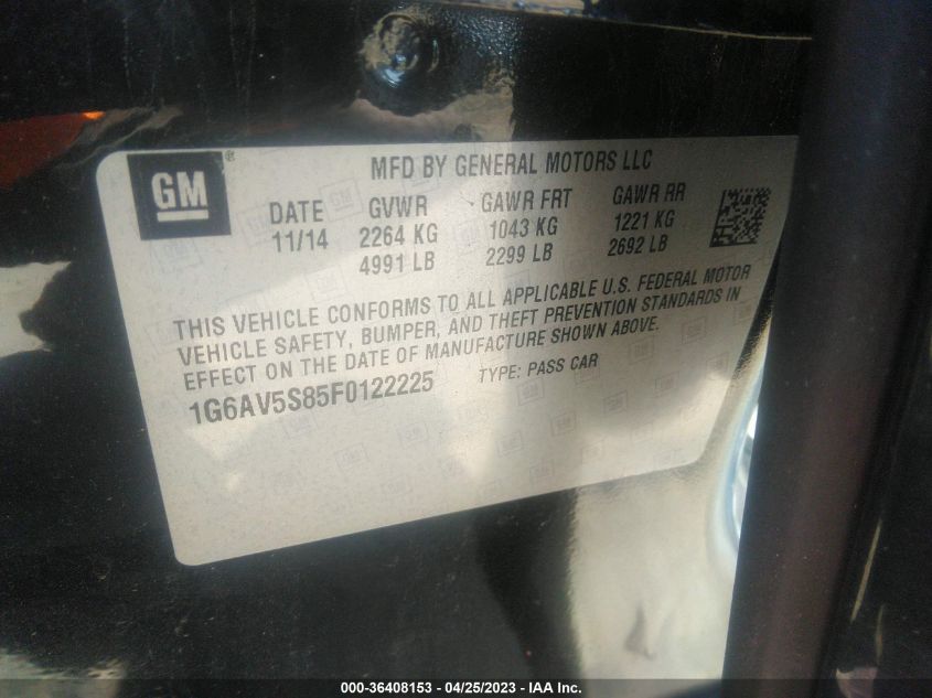 2015 CADILLAC CTS SEDAN VSPORT PREMIUM RWD - 1G6AV5S85F0122225