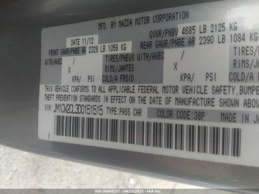 2013 MAZDA MAZDA5 TOURING - JM1CW2CL3D0151515