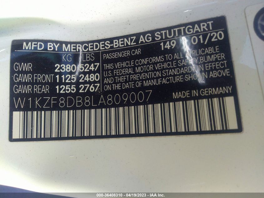 2020 MERCEDES-BENZ E-CLASS E 350 - W1KZF8DB8LA809007