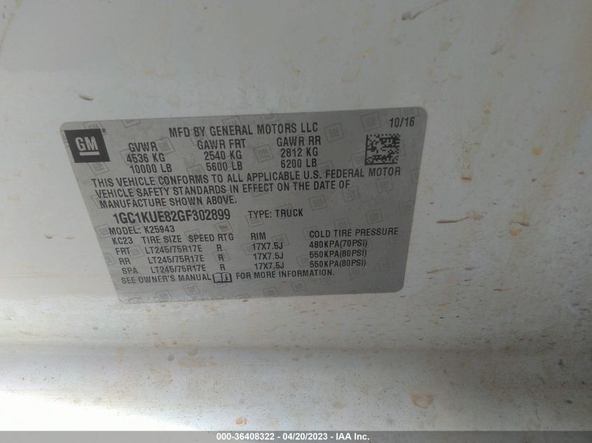 2016 CHEVROLET SILVERADO 2500HD WORK TRUCK - 1GC1KUE82GF302899