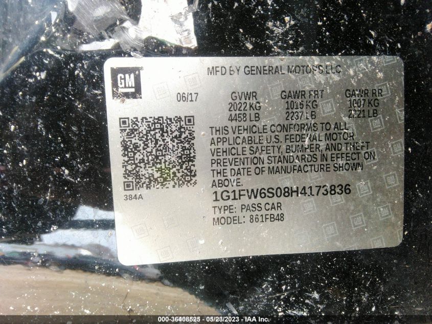 2017 CHEVROLET BOLT EV LT - 1G1FW6S08H4173836