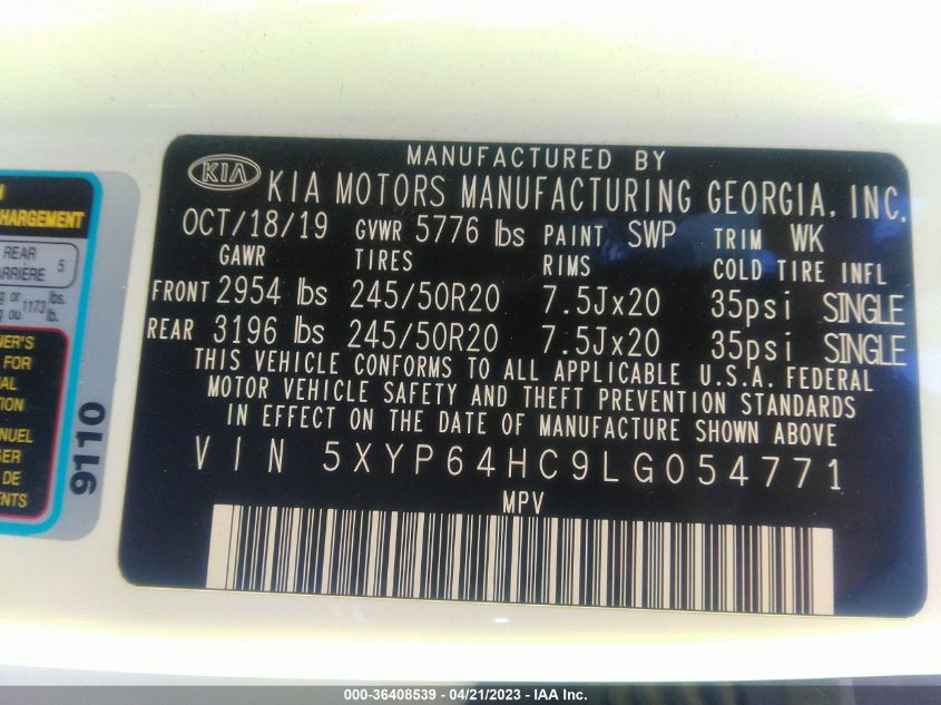 2020 KIA TELLURIDE S - 5XYP64HC9LG054771
