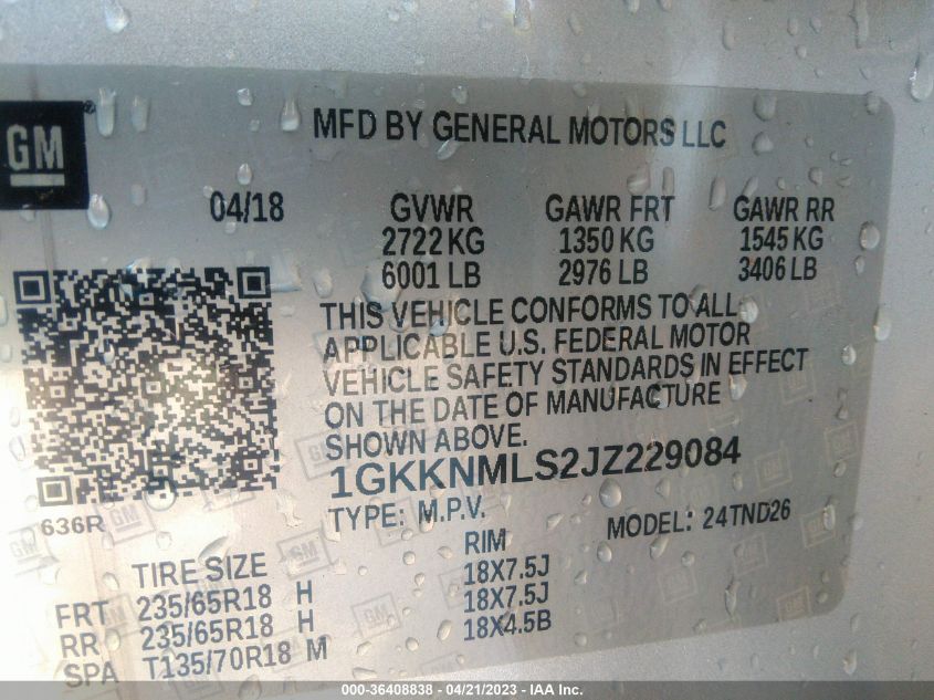 2018 GMC ACADIA SLT - 1GKKNMLS2JZ229084