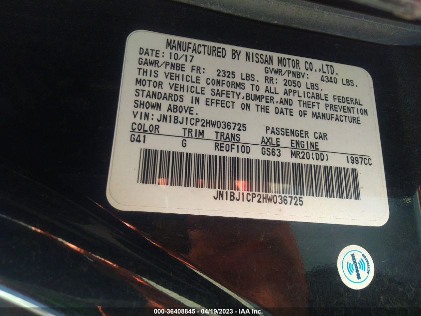 2017 NISSAN ROGUE SPORT S - JN1BJ1CP2HW036725
