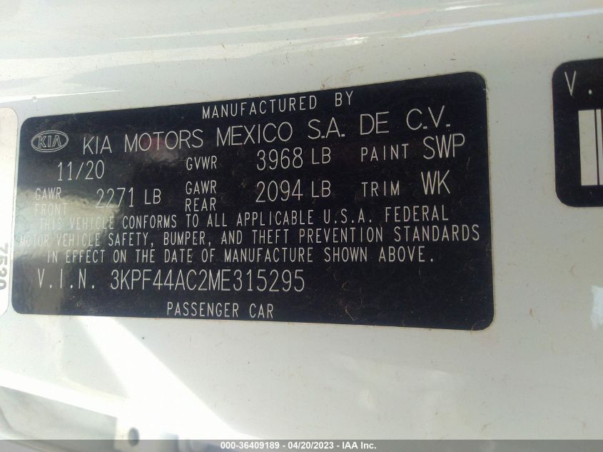 2021 KIA FORTE GT - 3KPF44AC2ME315295