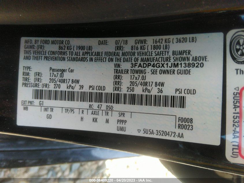 2018 FORD FIESTA ST - 3FADP4GX1JM138920