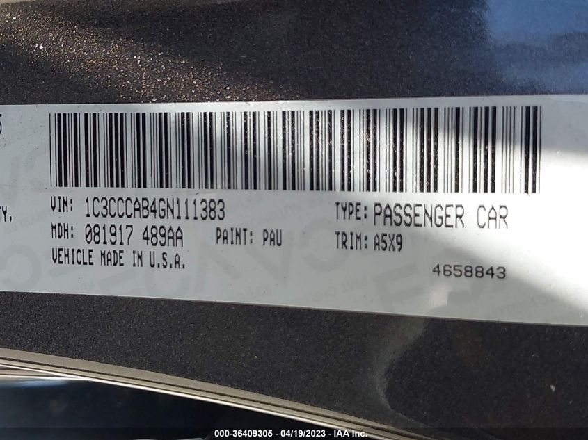 2016 CHRYSLER 200 LIMITED - 1C3CCCAB4GN111383